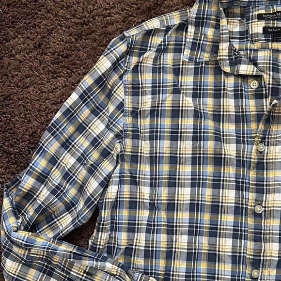 Banana Republic Grant Fit Plaid Button Down Long Sleeve Button Down Shirt Large - Picture 3 of 12